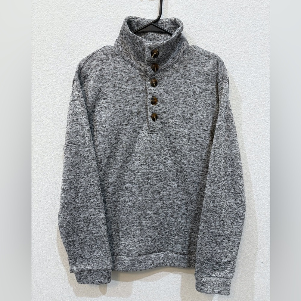 NWT Men's Light Pullover Sweater Buttons High Collar Long Sleeve Fleece‎ Large